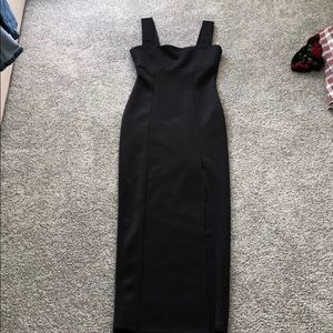 ASOS black maxi length split scuba dress